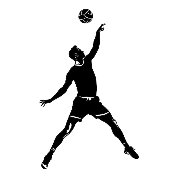 Silhouette volleyball player full body black color only