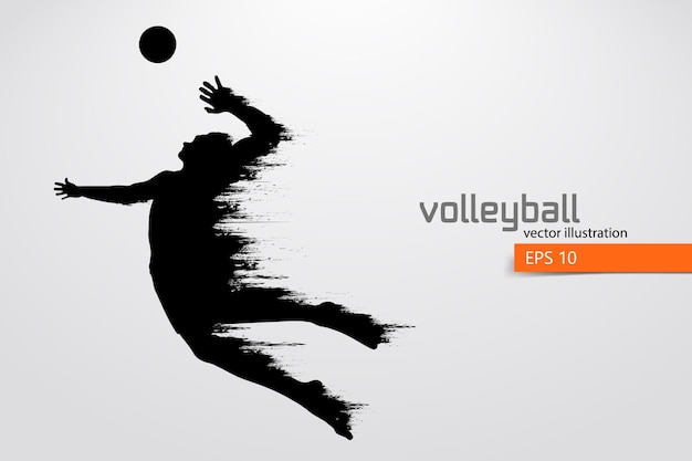 Silhouette of volleyball player, man