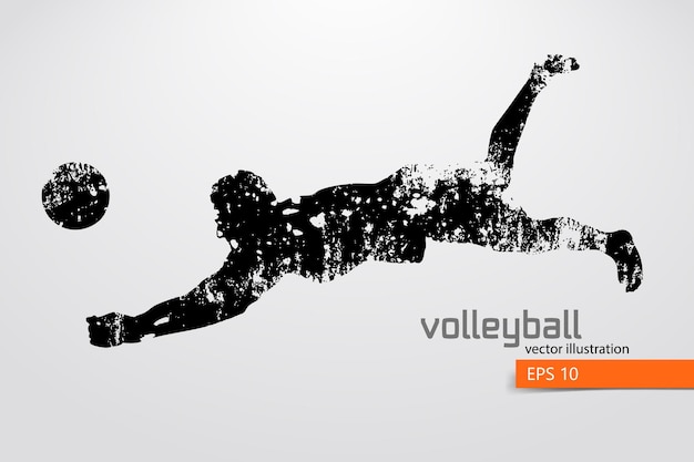 Vector silhouette of volleyball player, man