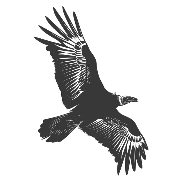 Silhouette vulture bird animal fly black color only