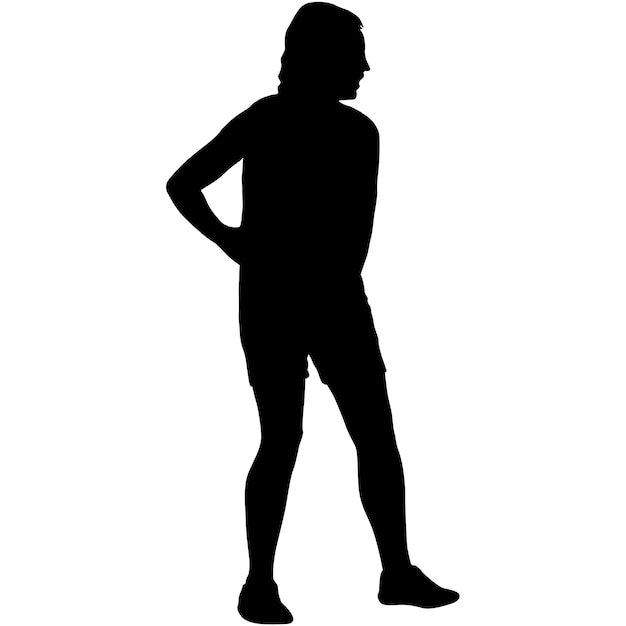 Silhouette of a walking female on a white background