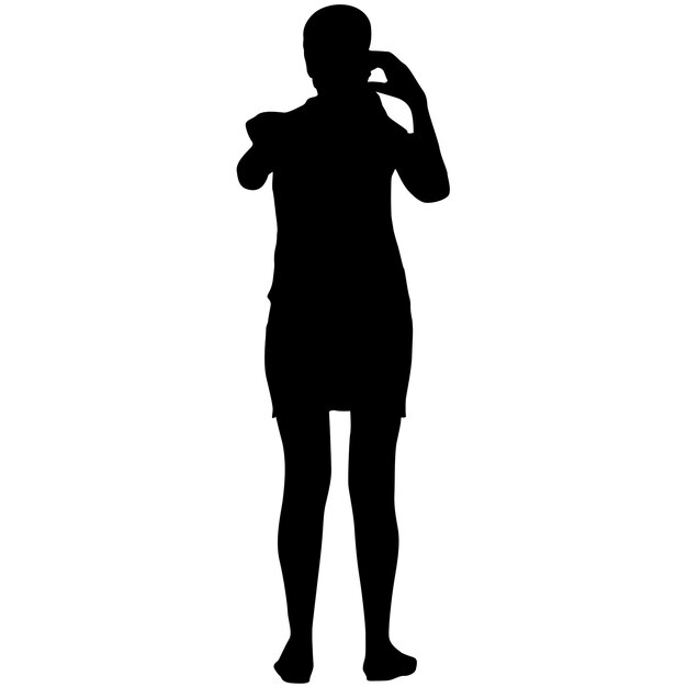 Silhouette of a walking female on a white background