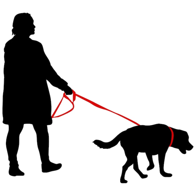 Vector silhouette of a walking girl on a white background