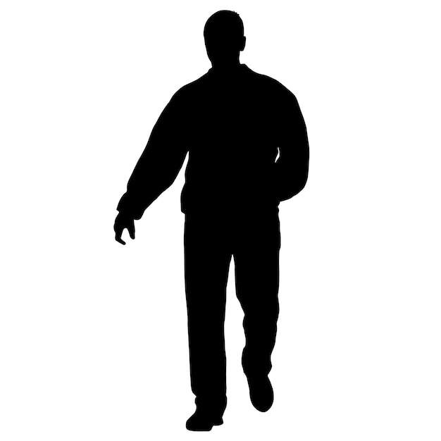 Vector silhouette of a walking man on a white background