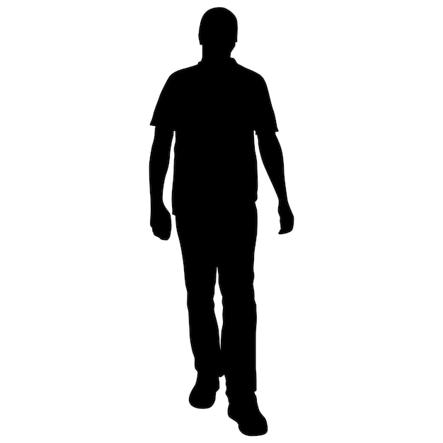 Vector silhouette of a walking man on a white background