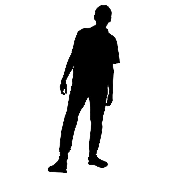 Silhouette of a walking man on a white background