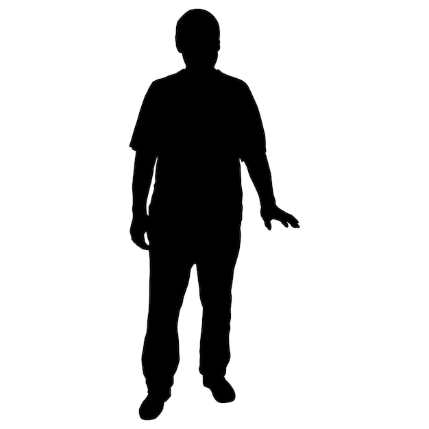 Vector silhouette of a walking man on a white background