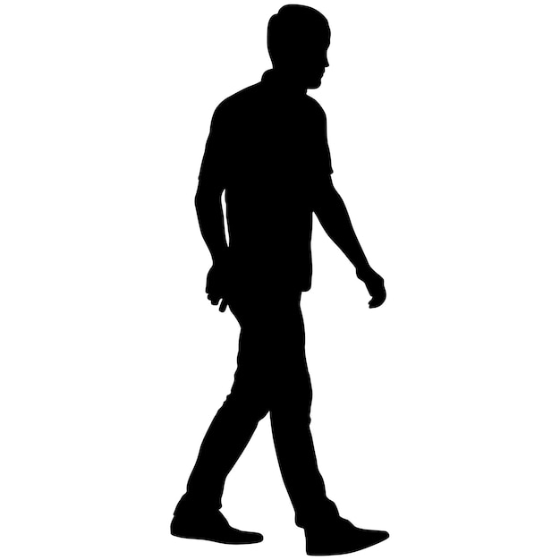 Vector silhouette of a walking man on a white background