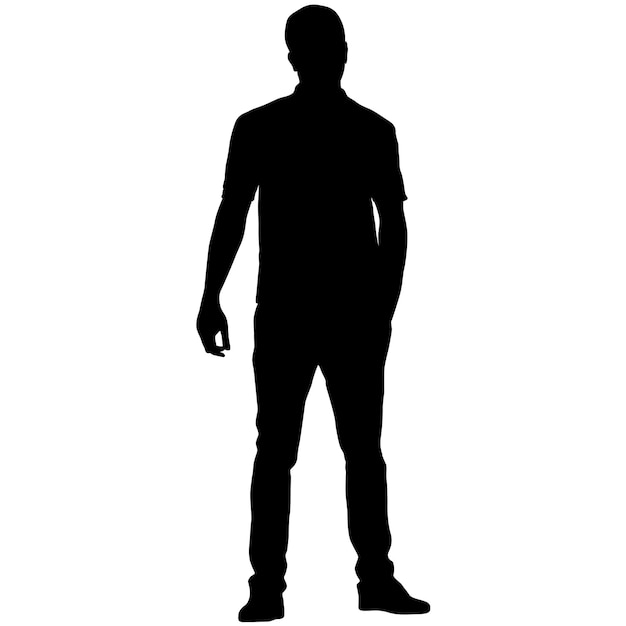 Silhouette of a walking man on a white background