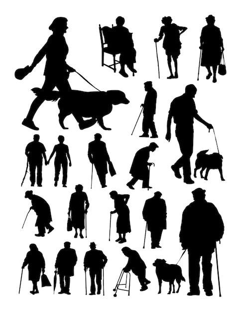 Silhouette of walking people