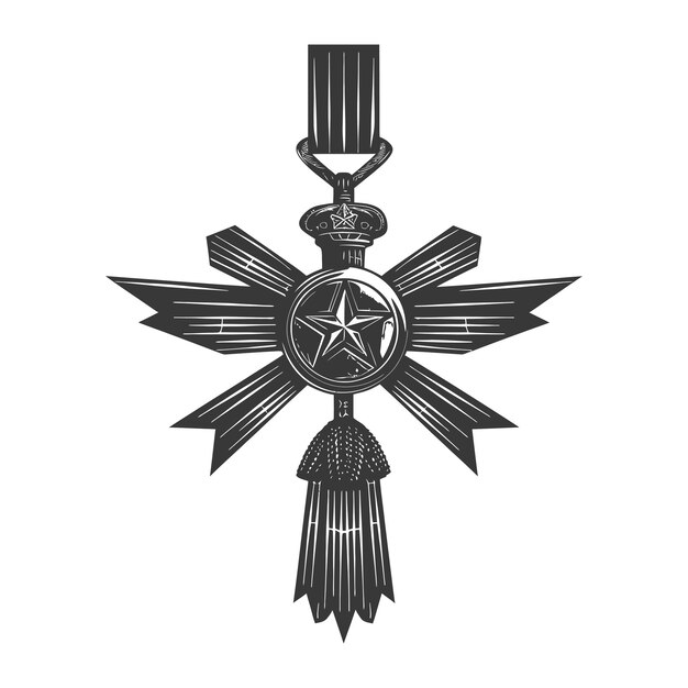 Vector silhouette war medal of honor black color only