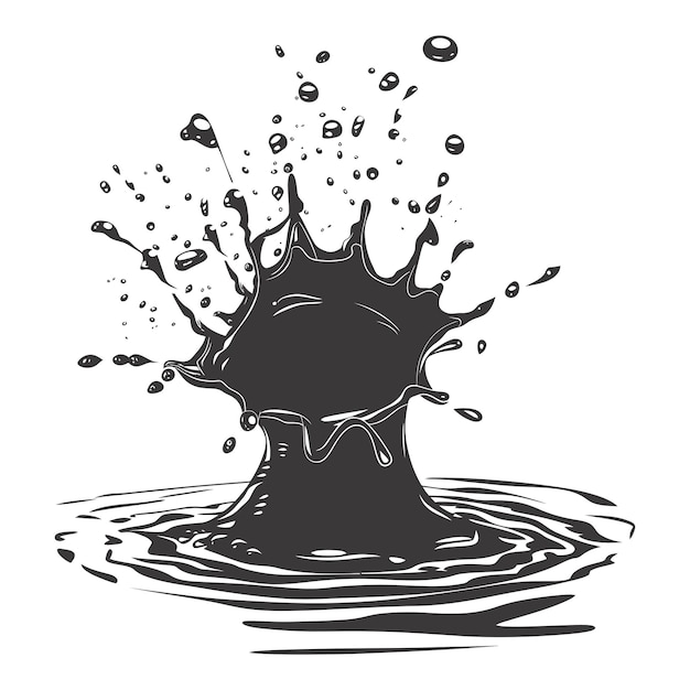 Vector silhouette water splash black color only