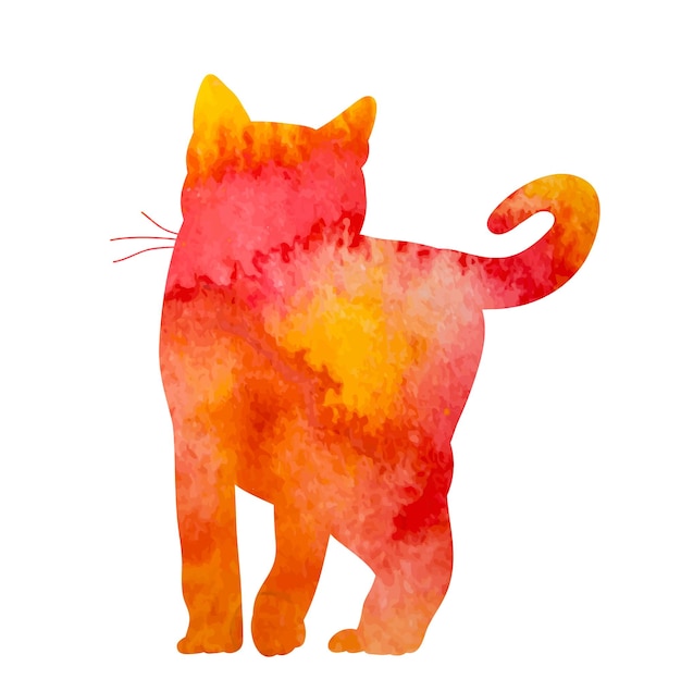 Silhouette of watercolor cat