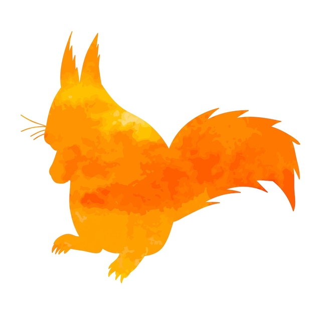 Silhouette of watercolor squirrel on white background icon