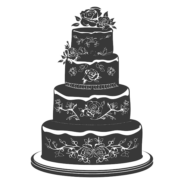 Vector silhouette wedding cake black color only