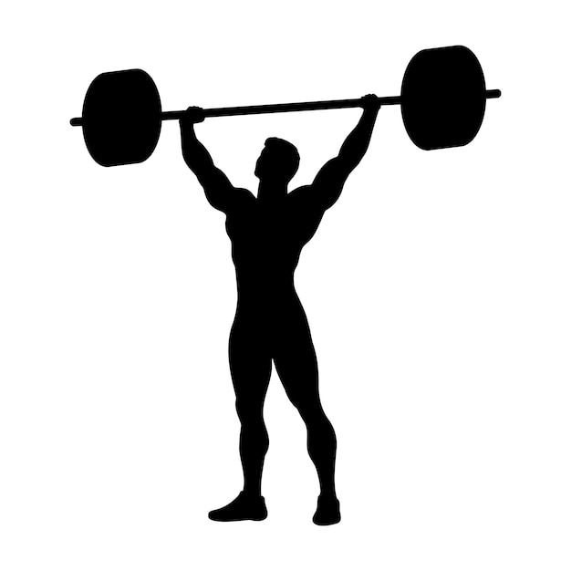 Silhouette of a Weightlifter Lifting a Barbell vector illustration