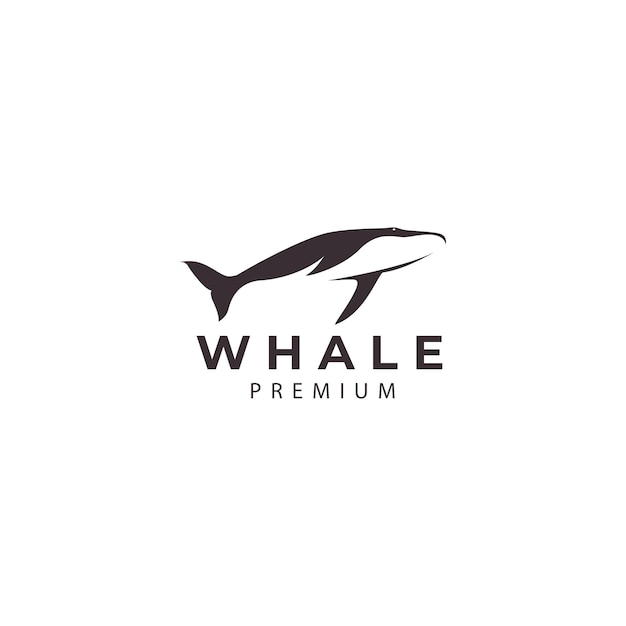 Silhouette of whale sea mammal swimming ocean logo design vector icon illustration