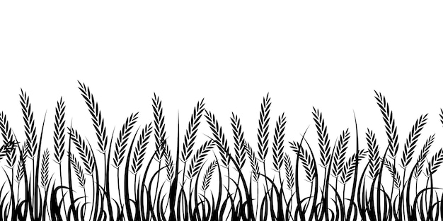 Vector silhouette of wheat. silhouette. wheat in the field on a white background.