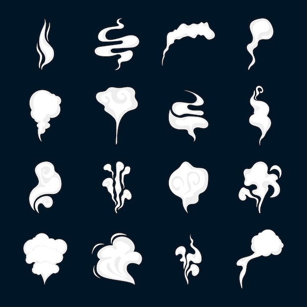 Silhouette White Smoke Set Vector