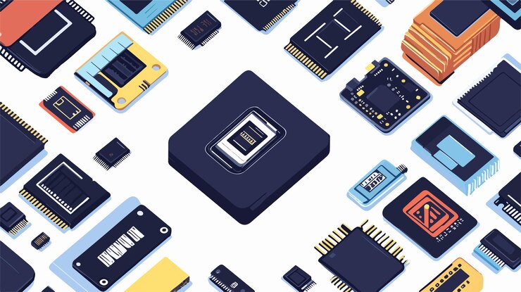 Vector silhouette wide angle photo of micro sd memory data technology
