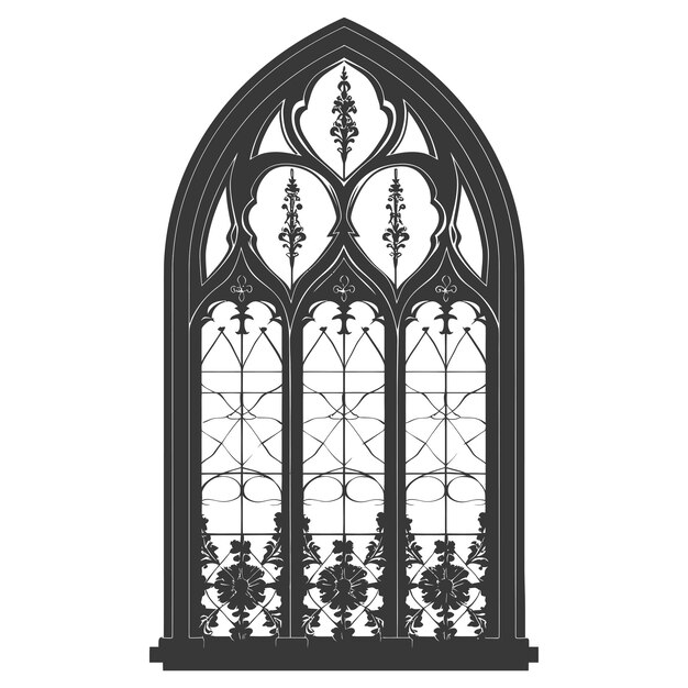 Vector silhouette window classic black color only full