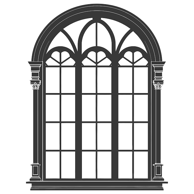 Vector silhouette window classic black color only full