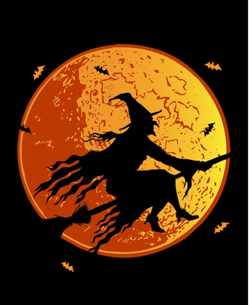 Silhouette witch vector
