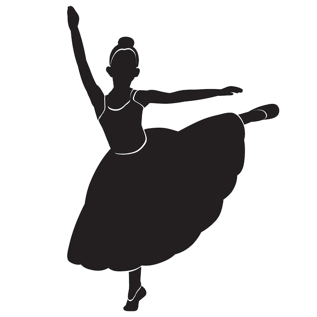 Silhouette with lines of a dancing girl ballet