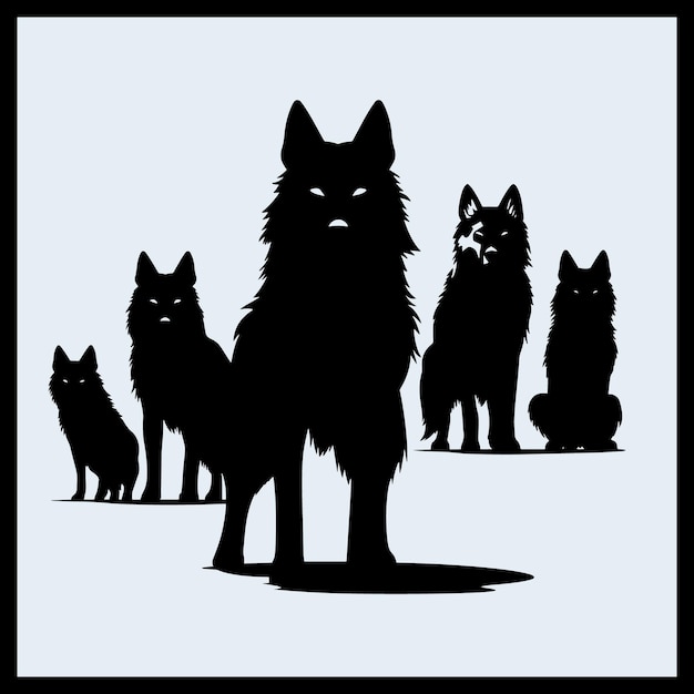 Vector silhouette wolf vector illustration pack clip art