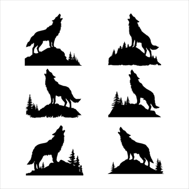 Vector silhouette of a wolf