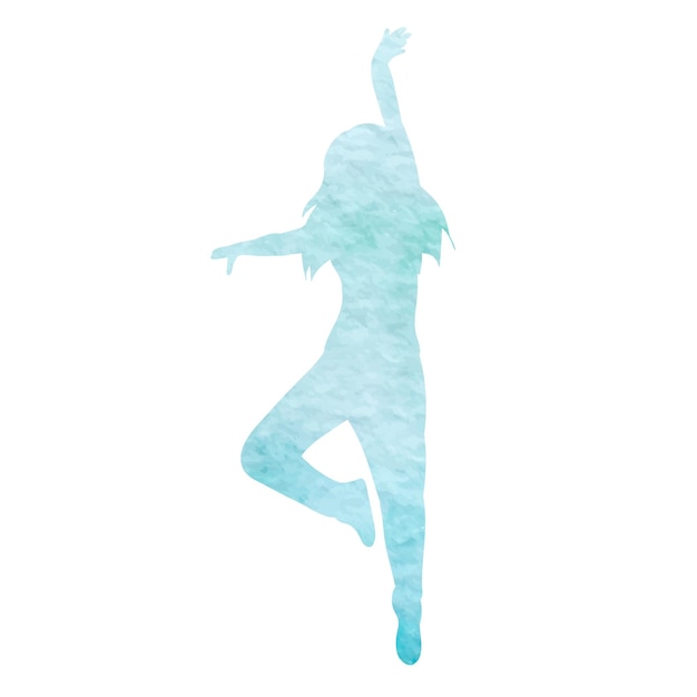 Vector silhouette woman dancing watercolor on white background isolated vector