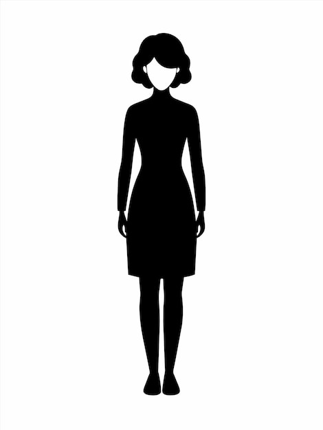 a silhouette of a woman in a dress and hat