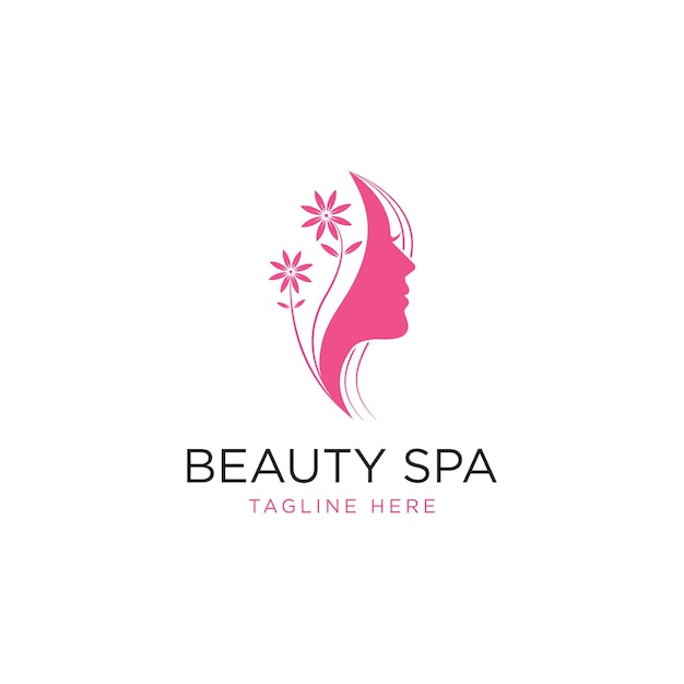 Silhouette woman logo head face logo isolated Use for beauty salon spa cosmetic design