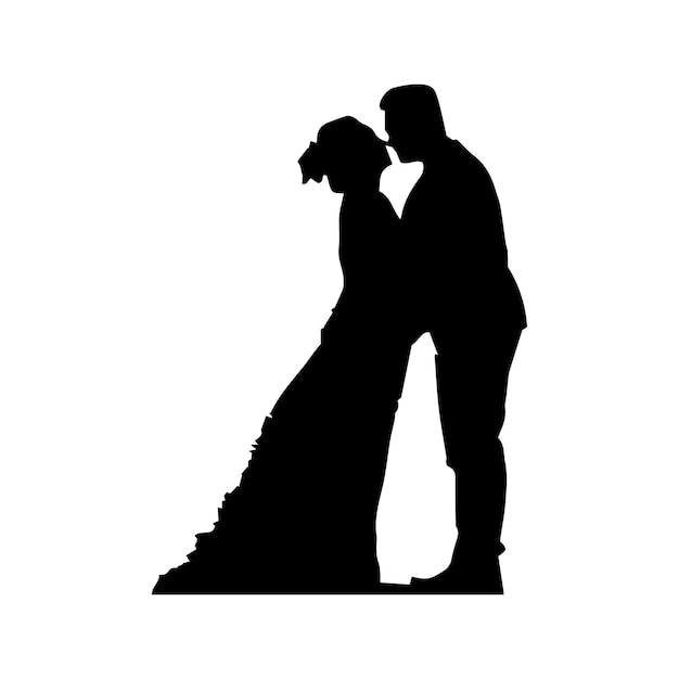 Silhouette of woman and man kissing vector