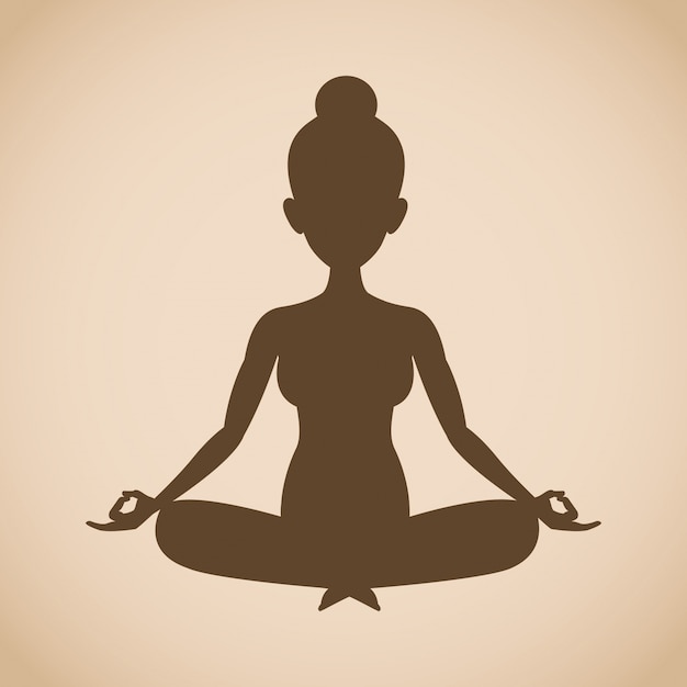 Vector silhouette woman pose yoga