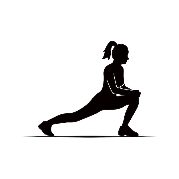 Vettore silhouette di donna che pratica il design del logo yoga