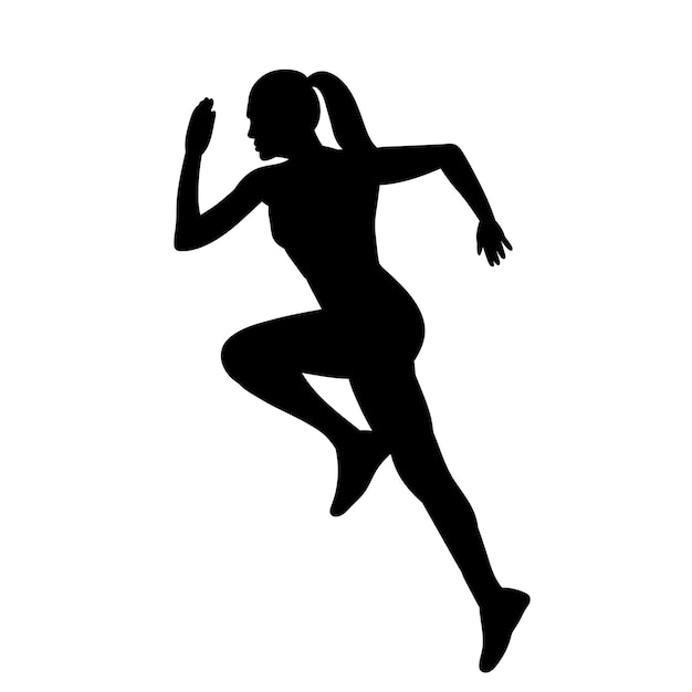 ベクトル 白い背景のベクトルで走っているシルエットの女性