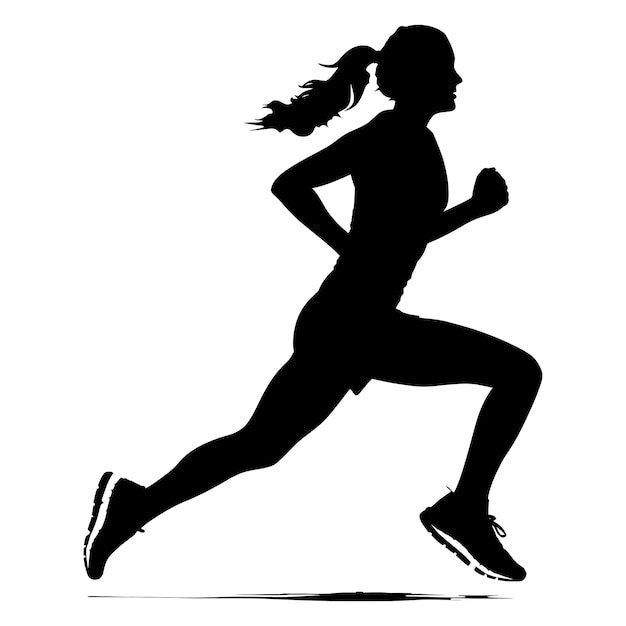 Silhouette woman running for sport black color only