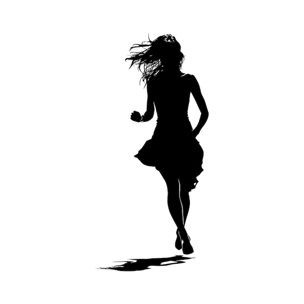 Silhouette woman running for sport black color only