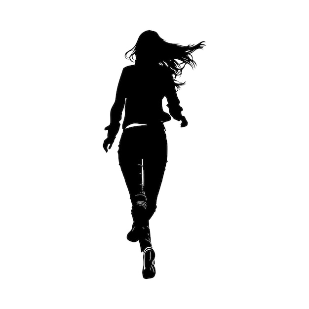 Silhouette woman running for sport black color only