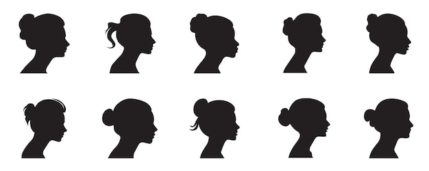 Silhouette of a woman seen from the side collection vector clip art