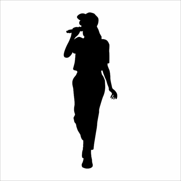 Vector silhouette of a woman singing on stage