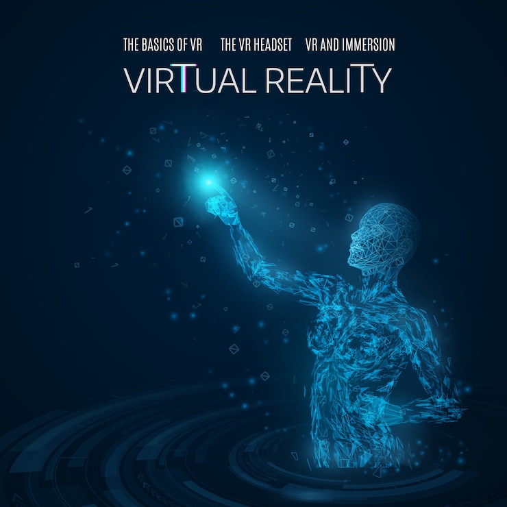Vector silhouette of a woman touching a virtual object in a virtual spa