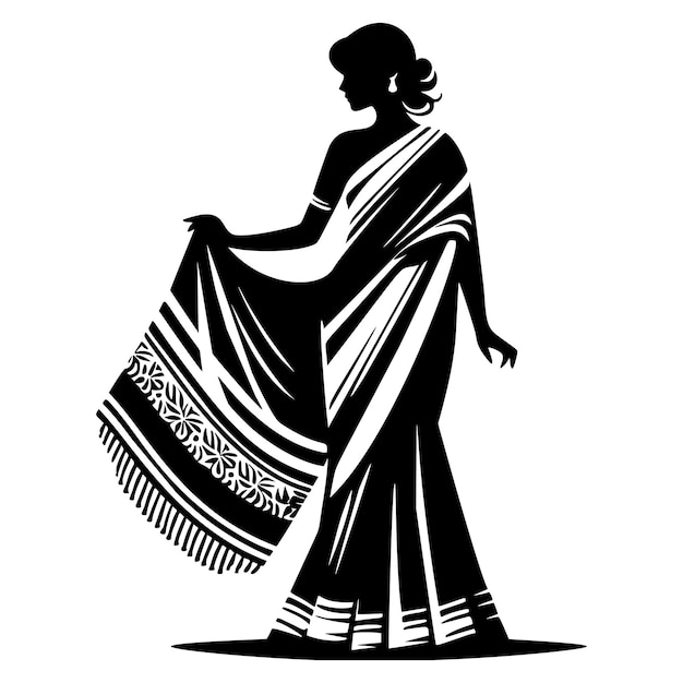 Silhouette of a Woman in Traditional Attire