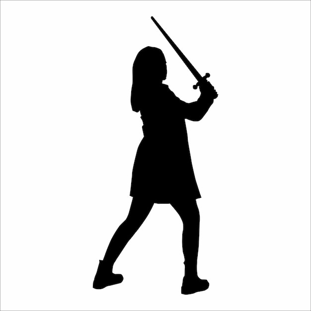 剣を使っている女性のシルエット