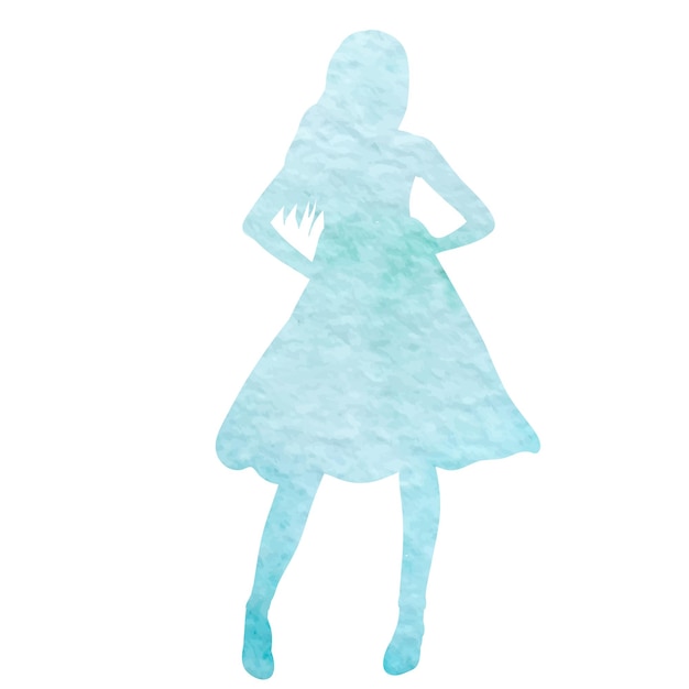 Silhouette woman watercolor on white background isolated vector