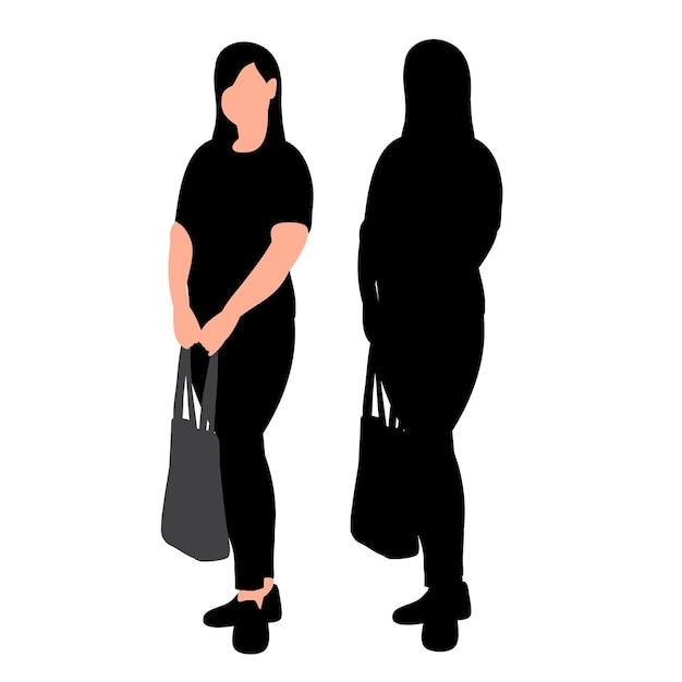 Silhouette of woman with bag