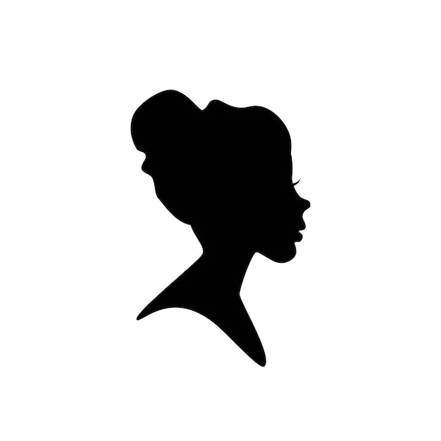 A silhouette of a woman with a bun on her head