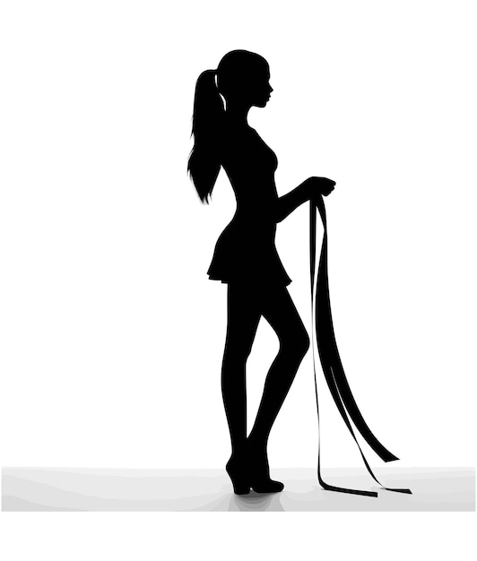 A silhouette of a woman with a whip in her hand.