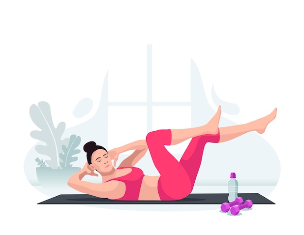 Vector silhouette of a woman on a yoga mat